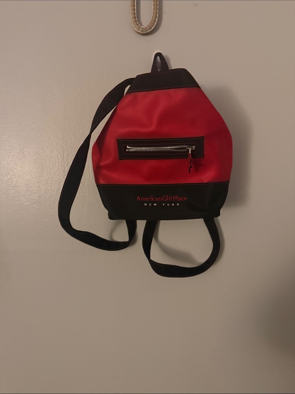 American Girl Red and Black Mini Backpack with Front Zip Pocket
